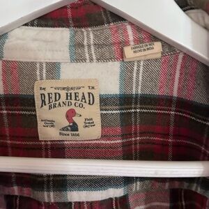 RedHead Men's Casual Plaid Shirt - Red, Green, White